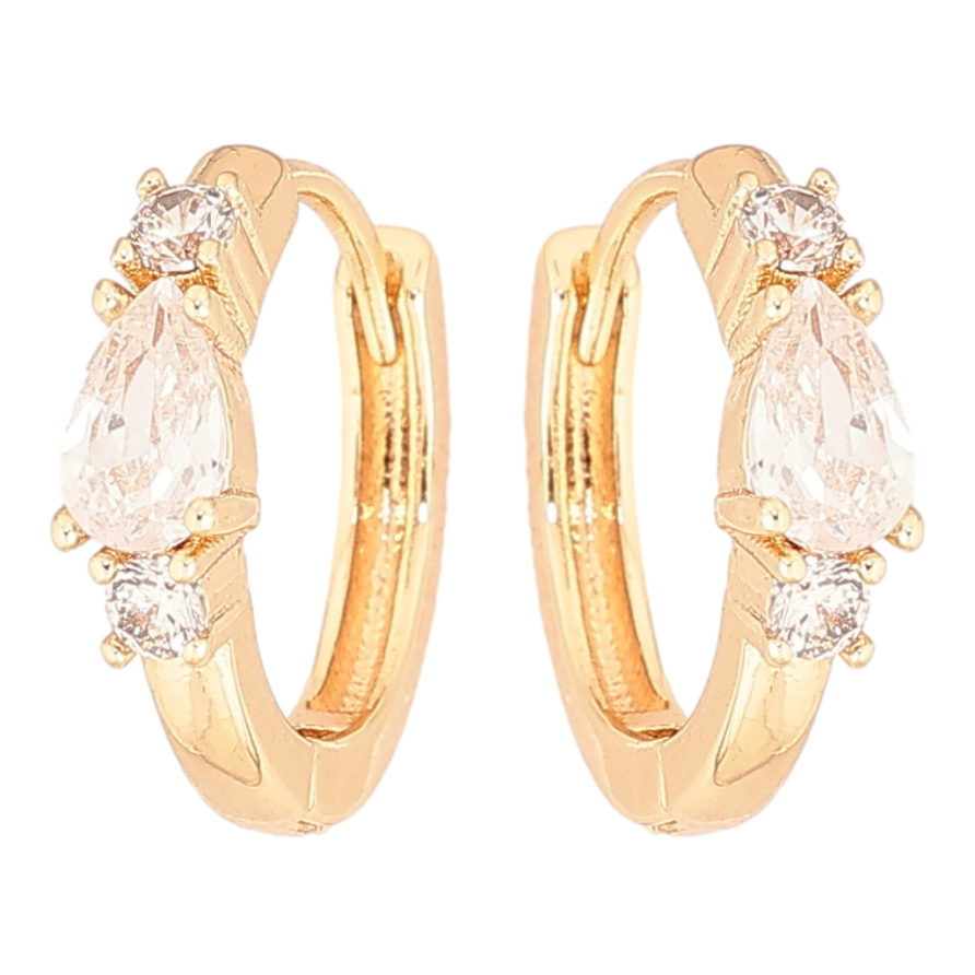 Сережки Xuping Позолота 18K колечка «Три кристали» фото №1 Сережки Xuping Позолота 18K колечка «Три кристали» фото №1