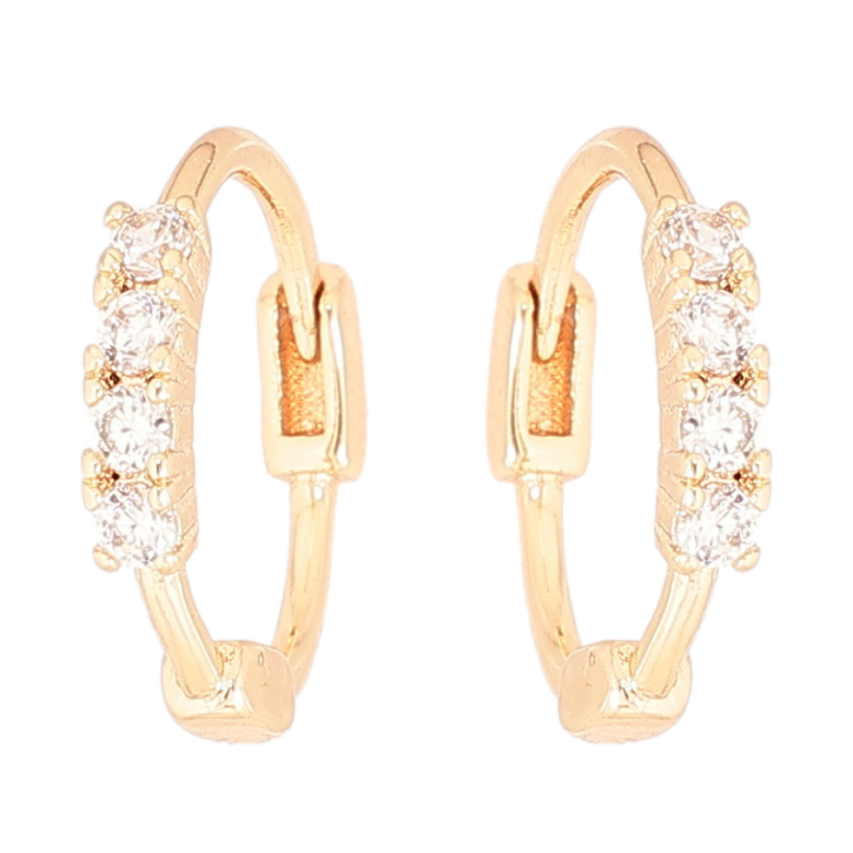 Серьги Xuping Позолота 18K колечки Кристальные дорожки фото №1 Серьги Xuping Позолота 18K колечки Кристальные дорожки фото №1