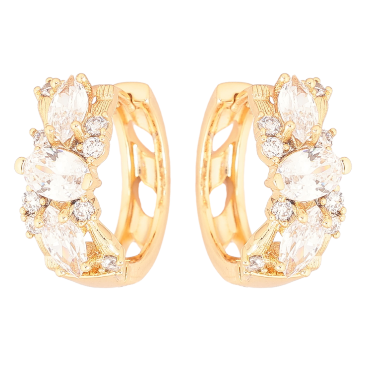 Сережки Xuping Позолота 18K колечка «Розсип кристалів» фото №11 Сережки Xuping Позолота 18K колечка «Розсип кристалів» фото №11