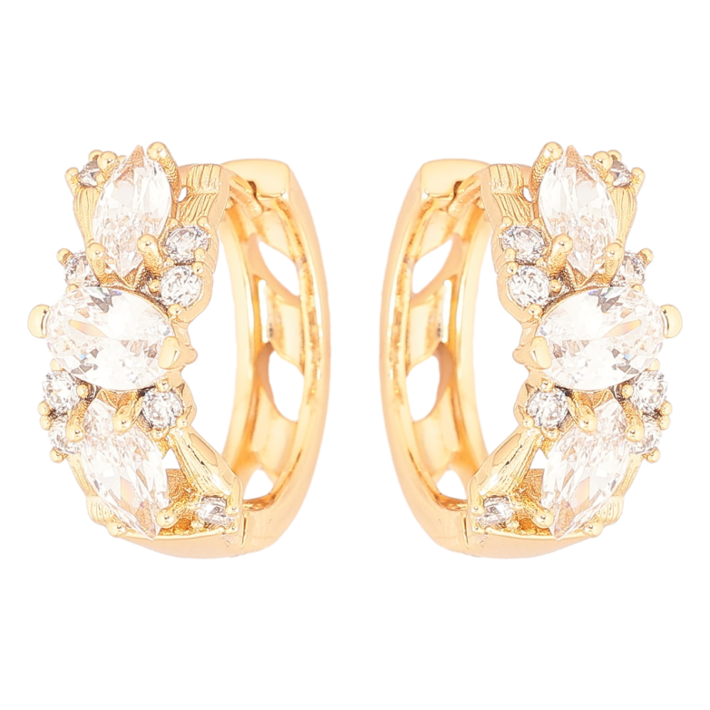 Сережки Xuping Позолота 18K колечка «Розсип кристалів» фото №6 Сережки Xuping Позолота 18K колечка «Розсип кристалів» фото №6