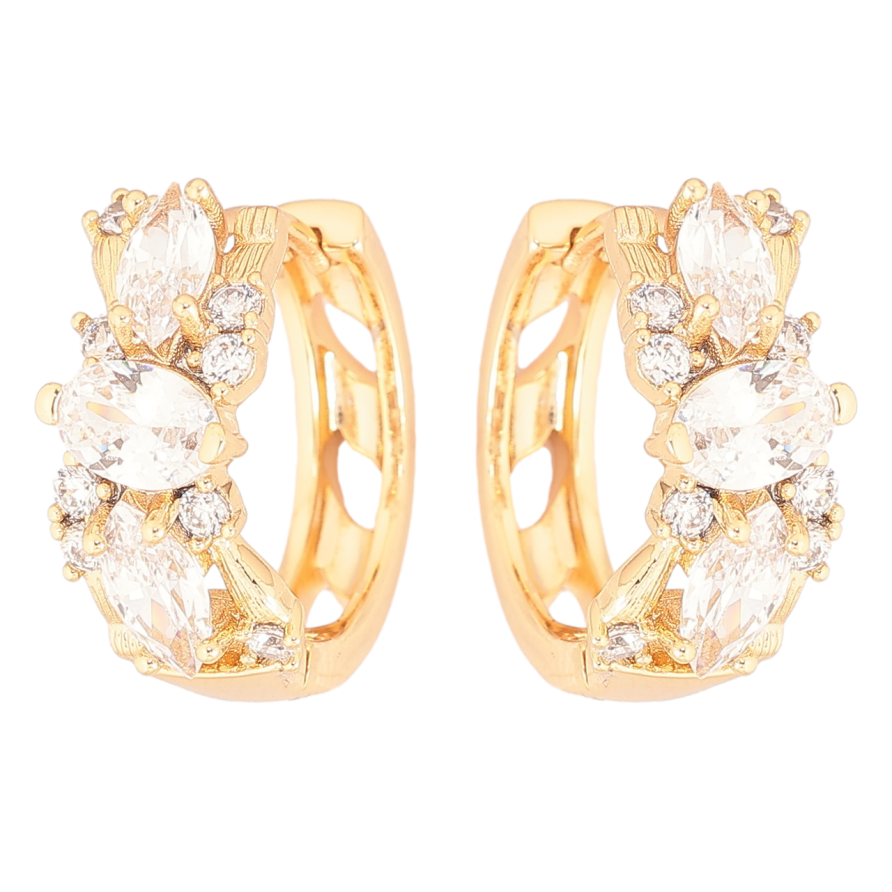 Серьги Xuping Позолота 18K колечки Россыпь кристаллов фото №1 Серьги Xuping Позолота 18K колечки Россыпь кристаллов фото №1