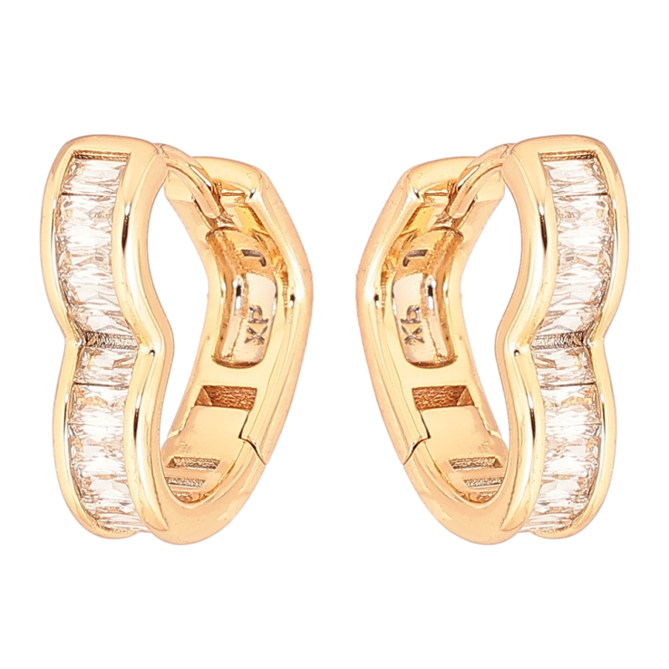 Сережки Xuping Позолота 18K колечка «Сердечка з доріжками кристалів» фото №3 Сережки Xuping Позолота 18K колечка «Сердечка з доріжками кристалів» фото №3