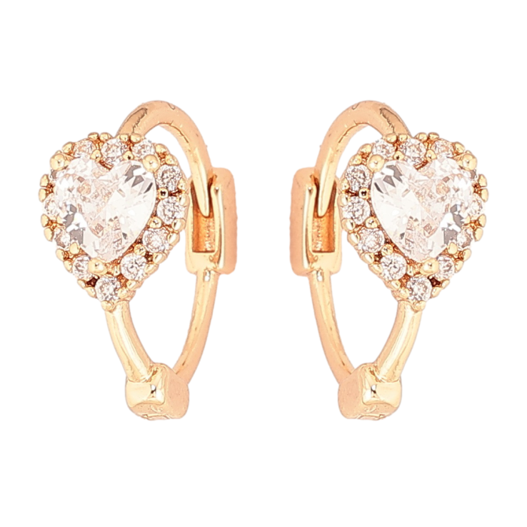 Серьги Xuping Позолота 18K колечки Кристальные сердечки фото №6