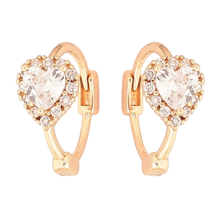Серьги Xuping Позолота 18K колечки Кристальные сердечки фото №1
