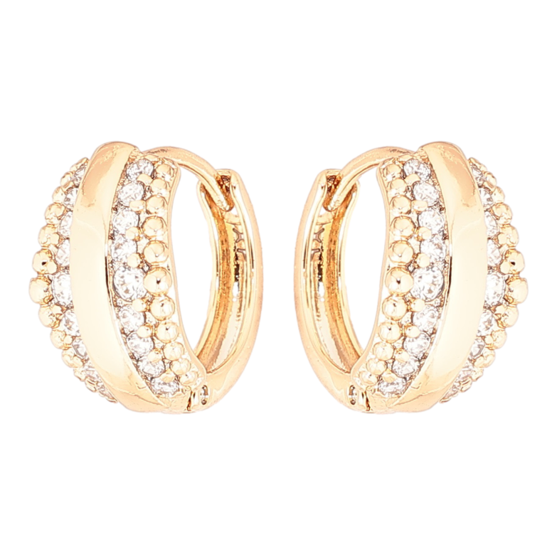 Серьги Xuping Позолота 18K колечки Узор с дорожками кристаллов фото №1 Серьги Xuping Позолота 18K колечки Узор с дорожками кристаллов фото №1