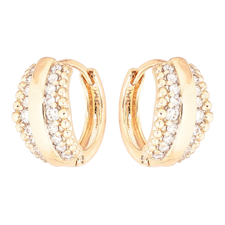 Серьги Xuping Позолота 18K колечки Узор с дорожками кристаллов фото №1 Серьги Xuping Позолота 18K колечки Узор с дорожками кристаллов фото №1