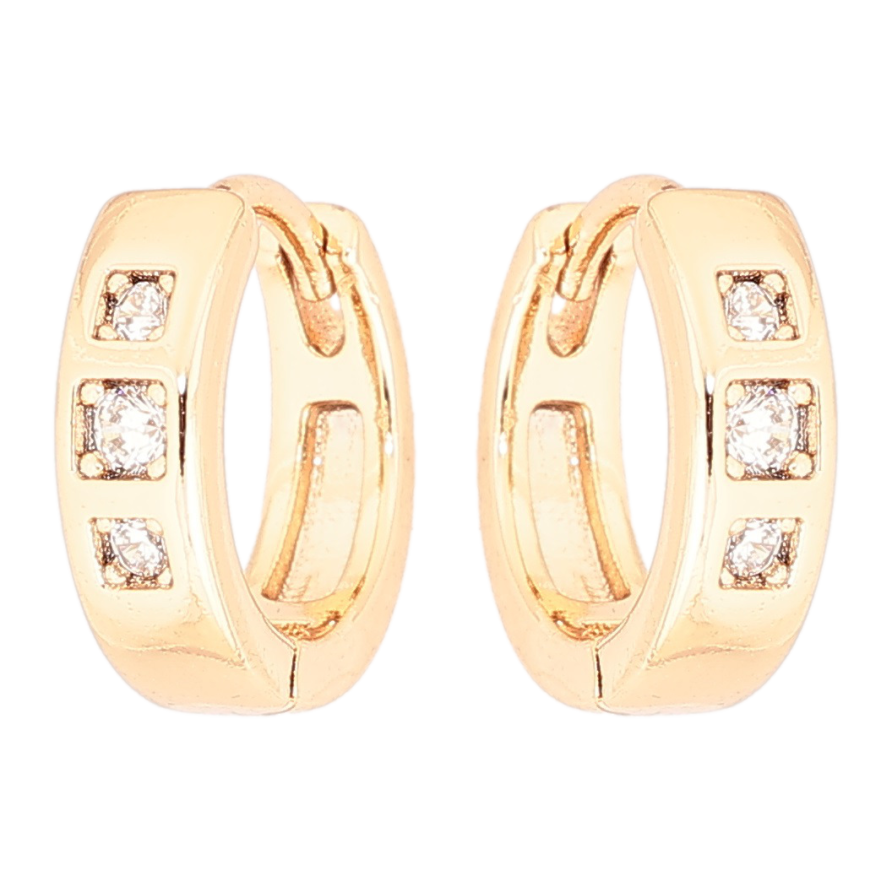 Серьги Xuping Позолота 18K колечки Три кристалла фото №1 Серьги Xuping Позолота 18K колечки Три кристалла фото №1