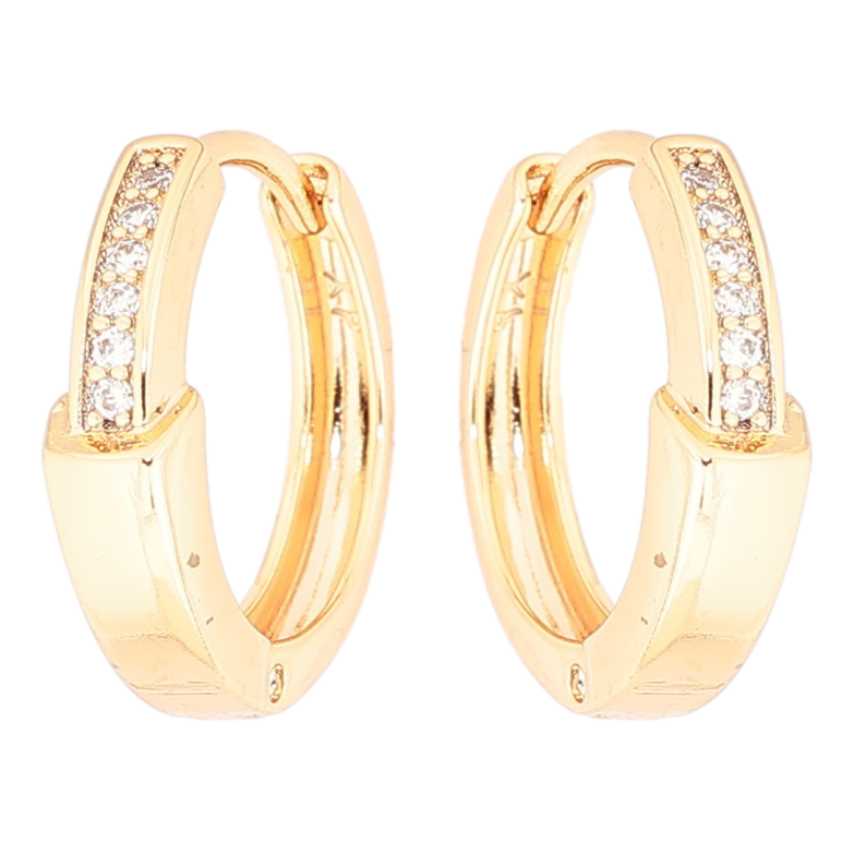 Сережки Xuping Позолота 18K колечка «Візерунок з доріжками кристалів» фото №4 Сережки Xuping Позолота 18K колечка «Візерунок з доріжками кристалів» фото №4
