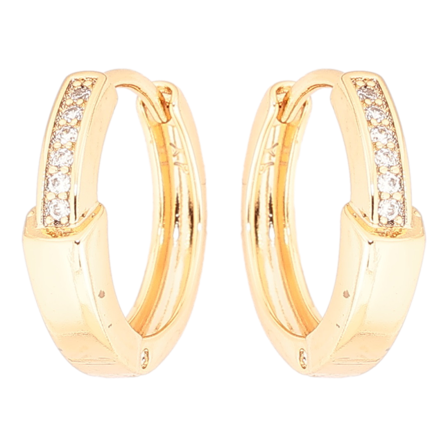 Серьги Xuping Позолота 18K колечки Узор с дорожками кристаллов фото №1 Серьги Xuping Позолота 18K колечки Узор с дорожками кристаллов фото №1