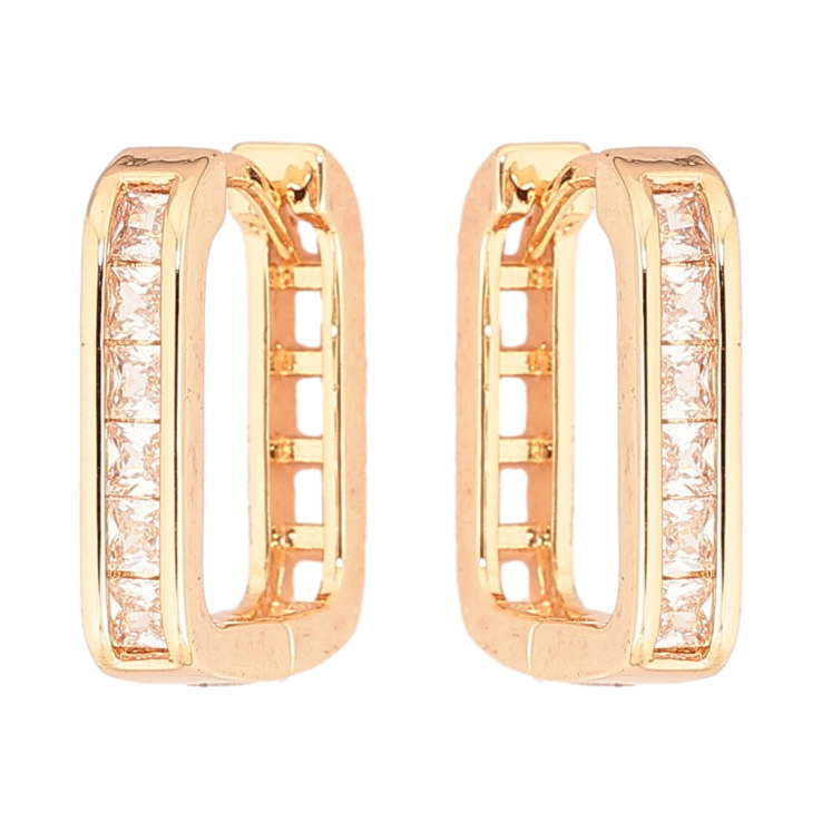 Сережки Xuping Позолота 18K колечка «Кришталеві доріжки» фото №9 Сережки Xuping Позолота 18K колечка «Кришталеві доріжки» фото №9