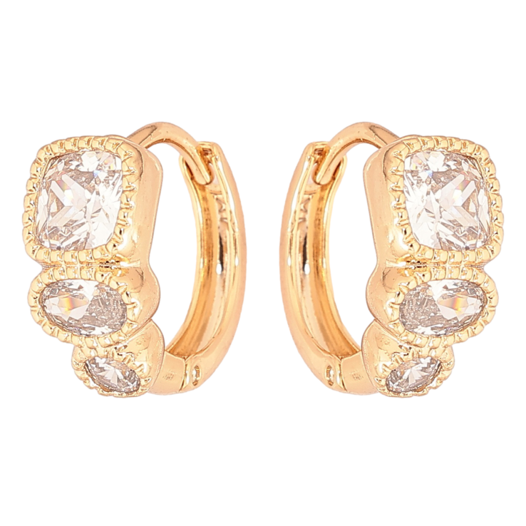 Сережки Xuping Позолота 18K колечка «Три кристали» фото №6 Сережки Xuping Позолота 18K колечка «Три кристали» фото №6