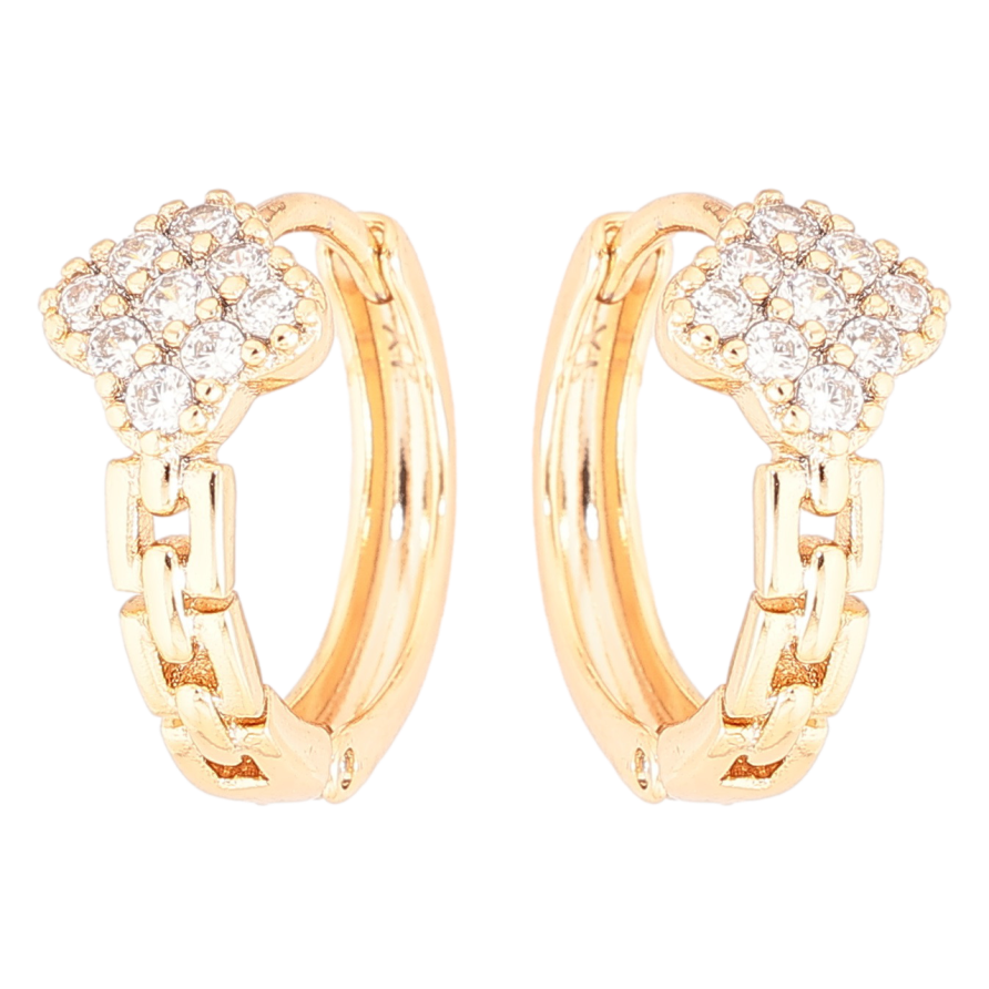 Сережки Xuping Позолота 18K колечка «Декоративний візерунок з кристалами» фото №1 Сережки Xuping Позолота 18K колечка «Декоративний візерунок з кристалами» фото №1