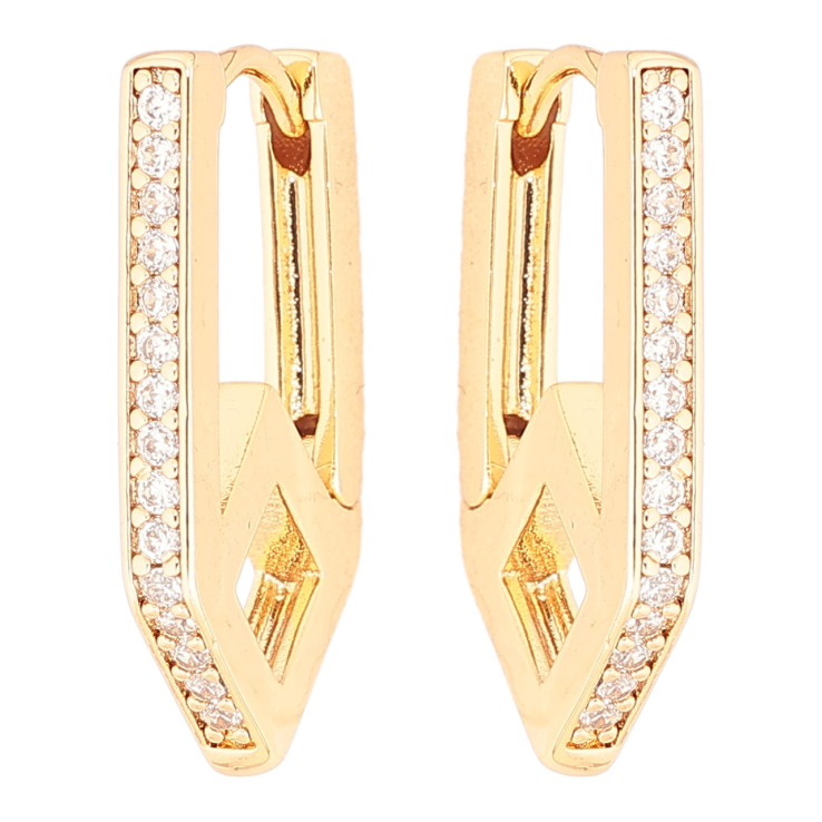 Сережки Xuping Позолота 18K колечка «Доріжки кристалів» фото №11 Сережки Xuping Позолота 18K колечка «Доріжки кристалів» фото №11