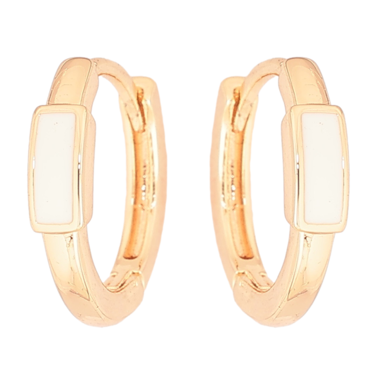 Серьги Xuping Позолота 18K колечки Узор с белой эмалью фото №2 Серьги Xuping Позолота 18K колечки Узор с белой эмалью фото №2