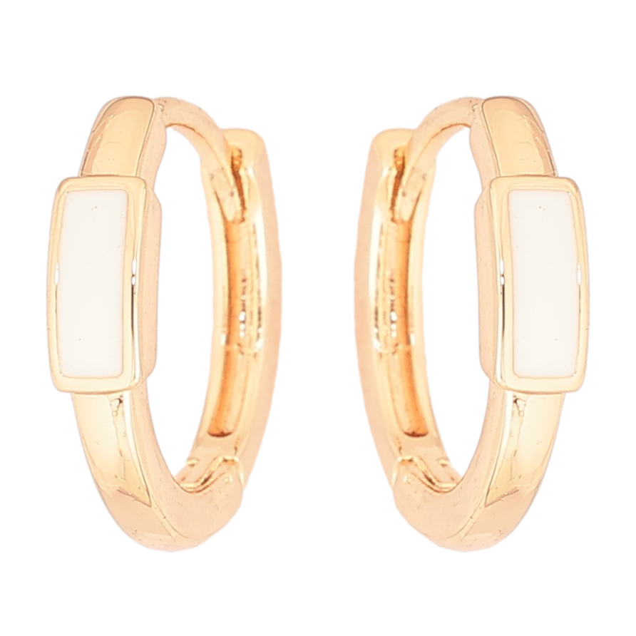 Серьги Xuping Позолота 18K колечки Узор с белой эмалью фото №1 Серьги Xuping Позолота 18K колечки Узор с белой эмалью фото №1