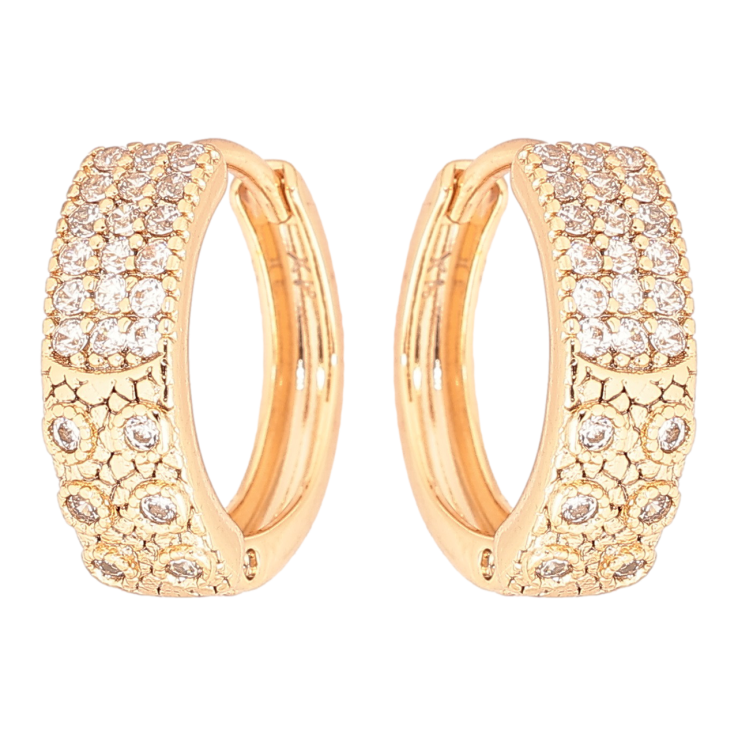 Сережки Xuping Позолота 18K колечка «Декоративний візерунок з інкрустацією кристалами» фото №4