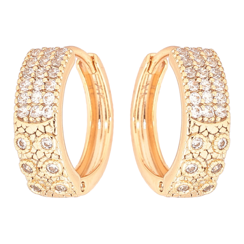 Серьги Xuping Позолота 18K колечки Декоративный узор с инкрустацией кристаллами фото №1
