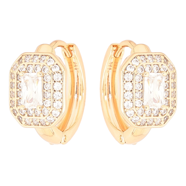 Сережки Xuping Позолота 18K колечка «Інкрустація кристалами» фото №2 Сережки Xuping Позолота 18K колечка «Інкрустація кристалами» фото №2