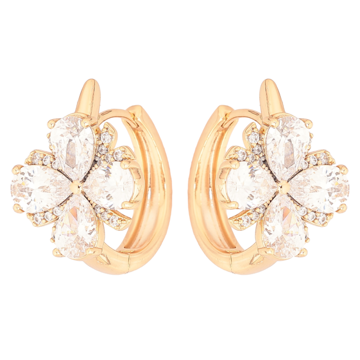 Сережки Xuping Позолота 18K колечка «Кришталеві квіточки» фото №25