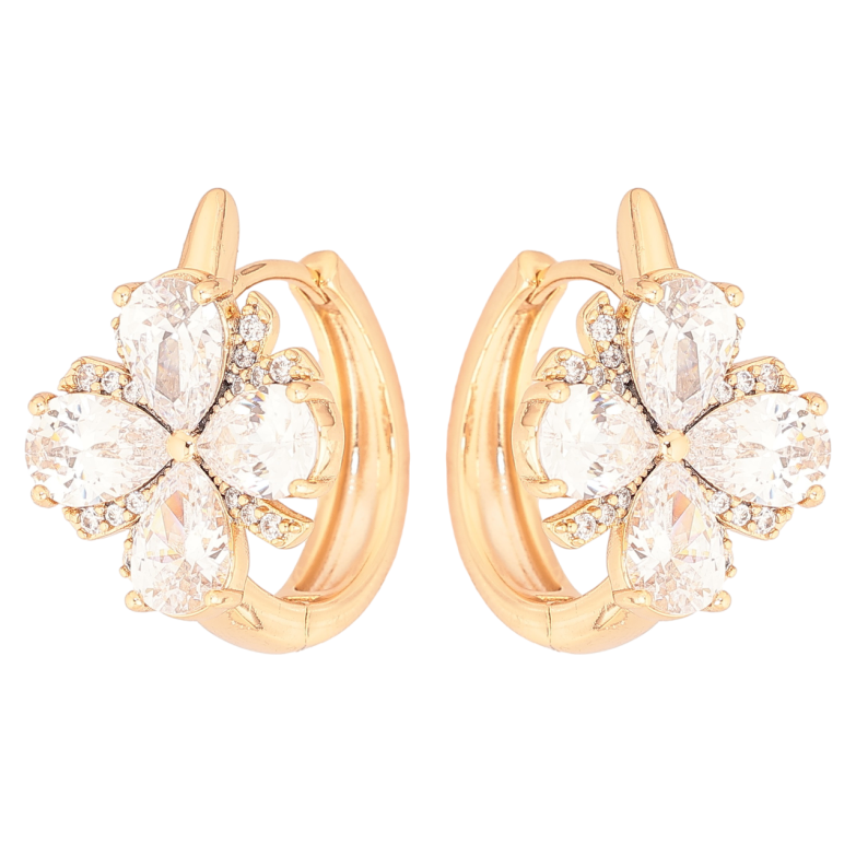 Сережки Xuping Позолота 18K колечка «Кришталеві квіточки» фото №5 Сережки Xuping Позолота 18K колечка «Кришталеві квіточки» фото №5