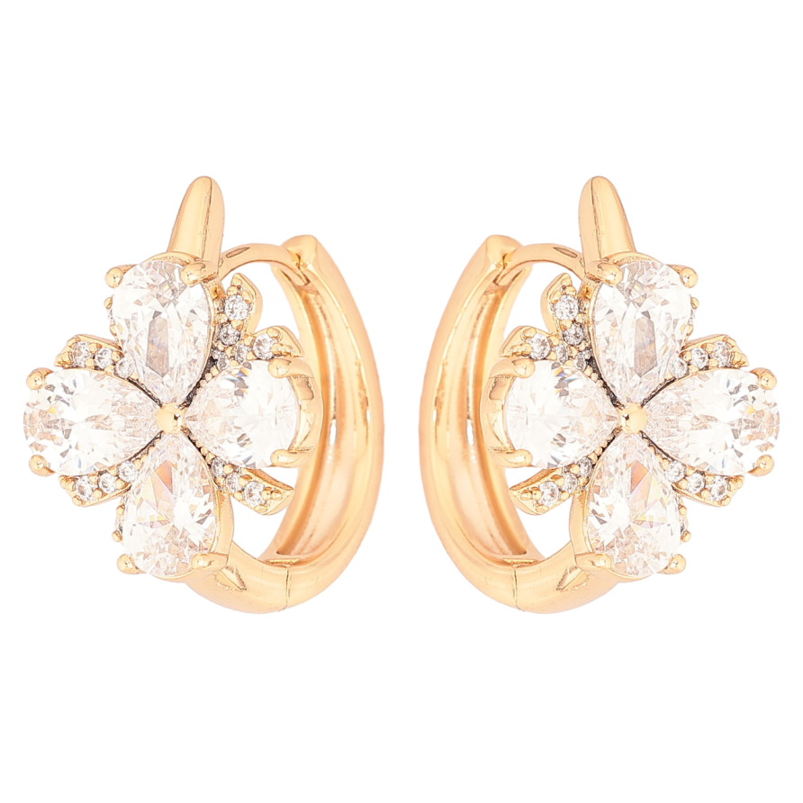 Сережки Xuping Позолота 18K колечка «Кришталеві квіточки» фото №1 Сережки Xuping Позолота 18K колечка «Кришталеві квіточки» фото №1