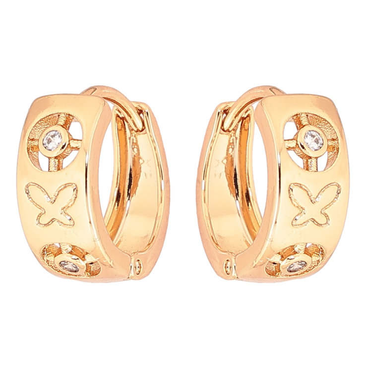 Серьги Xuping Позолота 18K колечки Декоративный узор с кристаллами и бабочками фото №8 Серьги Xuping Позолота 18K колечки Декоративный узор с кристаллами и бабочками фото №8