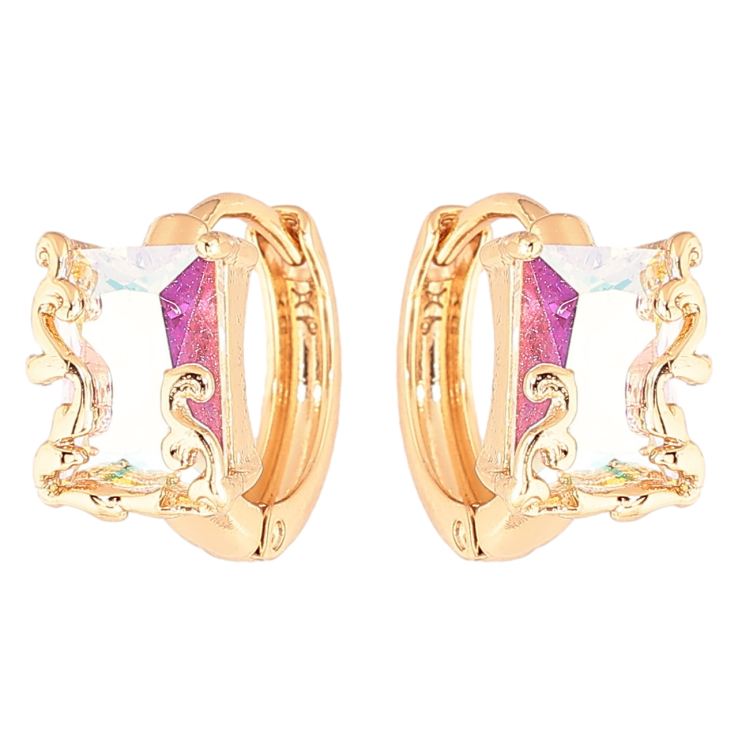 Сережки Xuping Позолота 18K колечка «Райдужні кристали» фото №5 Сережки Xuping Позолота 18K колечка «Райдужні кристали» фото №5