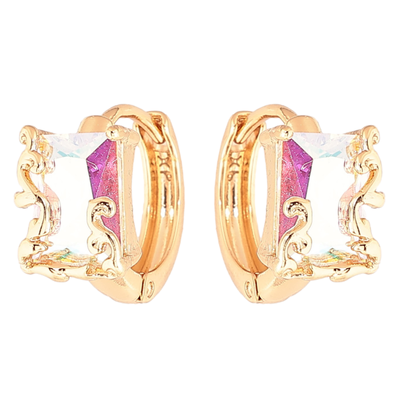 Сережки Xuping Позолота 18K колечка «Райдужні кристали» фото №1 Сережки Xuping Позолота 18K колечка «Райдужні кристали» фото №1