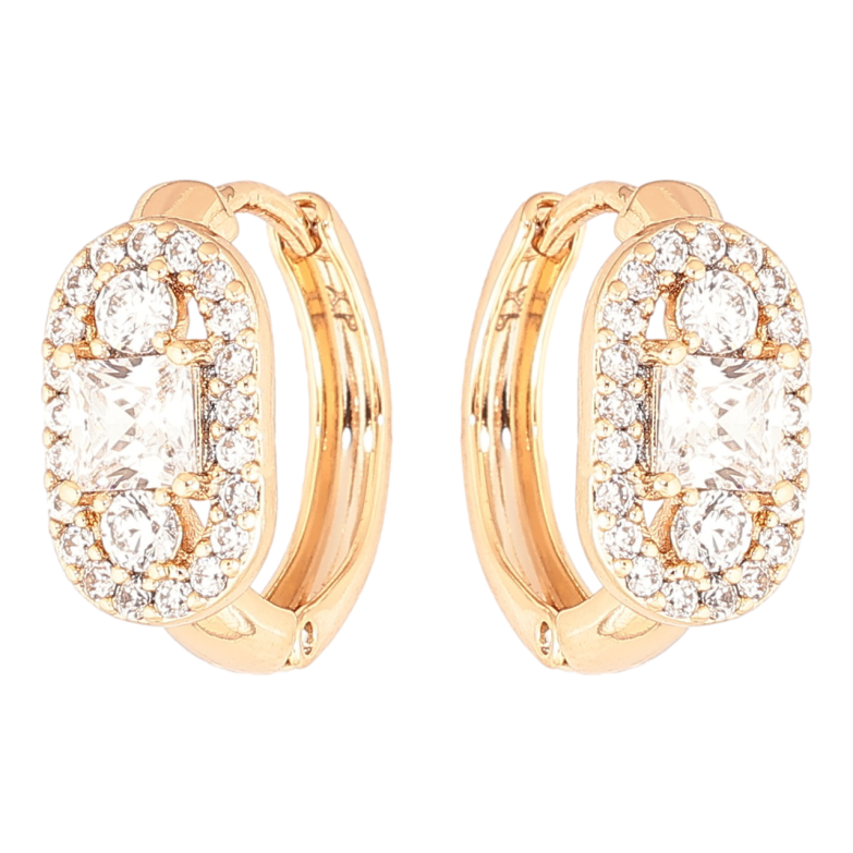 Сережки Xuping Позолота 18K колечка «Кришталевий блиск» фото №1 Сережки Xuping Позолота 18K колечка «Кришталевий блиск» фото №1