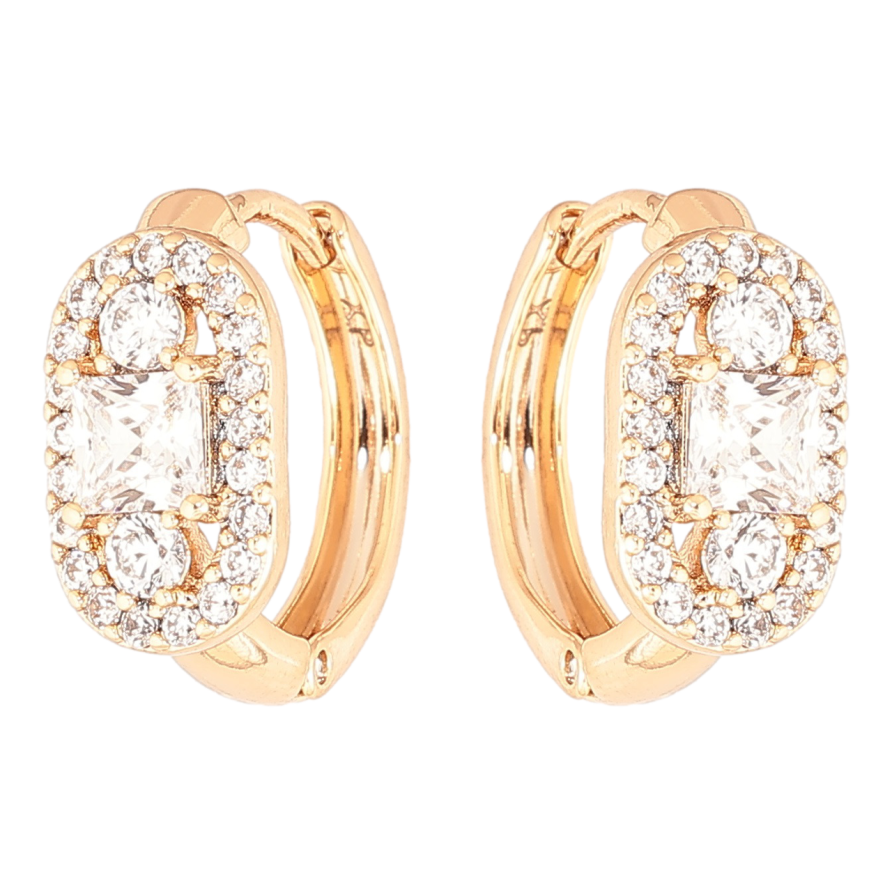 Сережки Xuping Позолота 18K колечка «Кришталевий блиск» фото №1 Сережки Xuping Позолота 18K колечка «Кришталевий блиск» фото №1