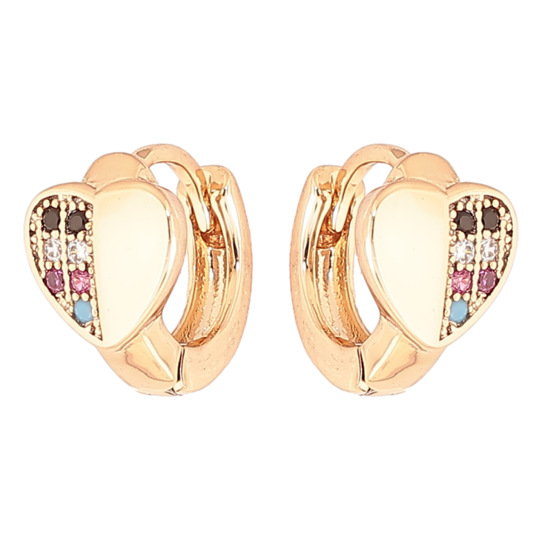 Серьги Xuping Позолота 18K колечки Сердечки с разноцветными кристаллами фото №3 Серьги Xuping Позолота 18K колечки Сердечки с разноцветными кристаллами фото №3