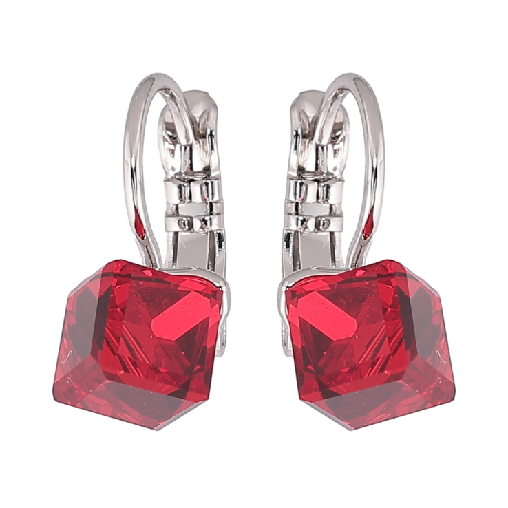 Сережки Xuping колір Родій з кристалами Swarovski французький замок «Кубики Siam» 6х6мм фото №11