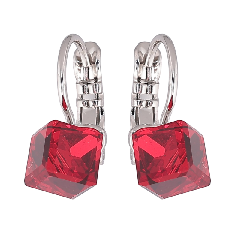 Сережки Xuping колір Родій з кристалами Swarovski французький замок «Кубики Siam» 6х6мм фото №1 Сережки Xuping колір Родій з кристалами Swarovski французький замок «Кубики Siam» 6х6мм фото №1