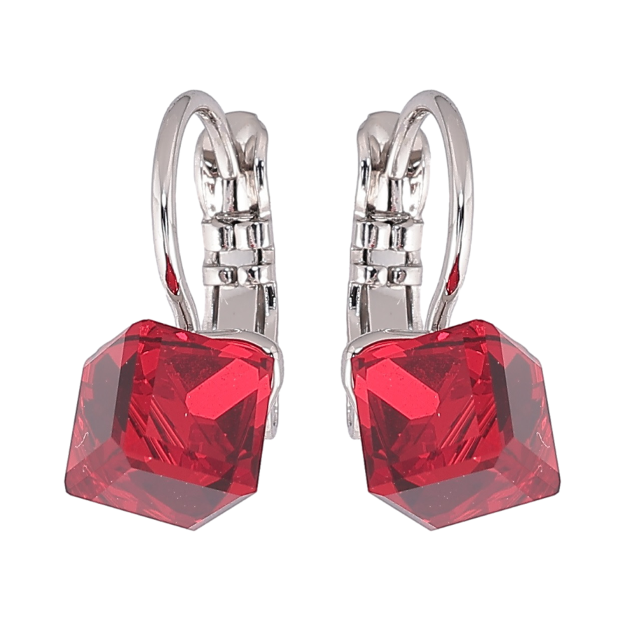 Сережки Xuping колір Родій з кристалами Swarovski французький замок «Кубики Siam» 6х6мм фото №1 Сережки Xuping колір Родій з кристалами Swarovski французький замок «Кубики Siam» 6х6мм фото №1