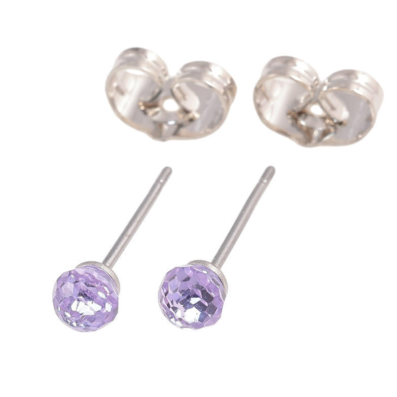 Сережки Xuping колір Родій з кристалами Swarovski пусети «Кульки Violet» ø 4мм фото №12 Сережки Xuping колір Родій з кристалами Swarovski пусети «Кульки Violet» ø 4мм фото №12