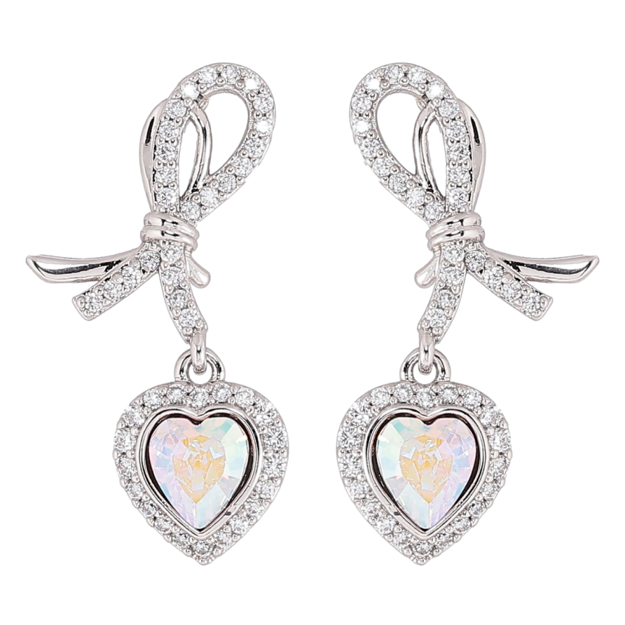 Сережки Xuping колір Родій з кристалами Swarovski пусети «Петельки з кришталевими сердечками АВ» фото №1 Сережки Xuping колір Родій з кристалами Swarovski пусети «Петельки з кришталевими сердечками АВ» фото №1