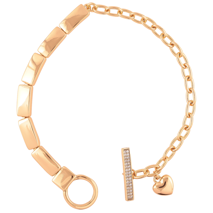 Браслет Xuping Позолота 18K Комбинированный узор с подвеской сердечко длина 18.5см х 4-5мм фото №18