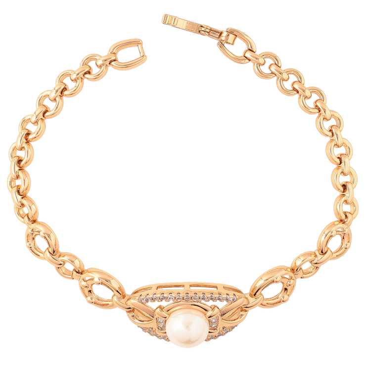 Браслет Xuping Позолота 18K Декоративный узор с жемчужиной и кристаллами длина 18.5см х 5-15мм фото №24
