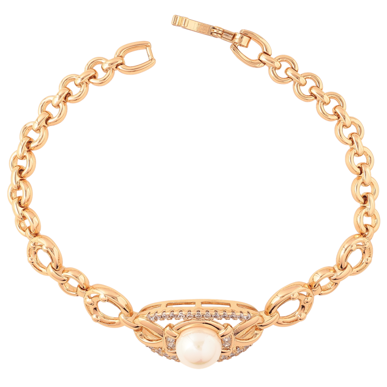 Браслет Xuping Позолота 18K Декоративный узор с жемчужиной и кристаллами длина 18.5см х 5-15мм фото №1 Браслет Xuping Позолота 18K Декоративный узор с жемчужиной и кристаллами длина 18.5см х 5-15мм фото №1