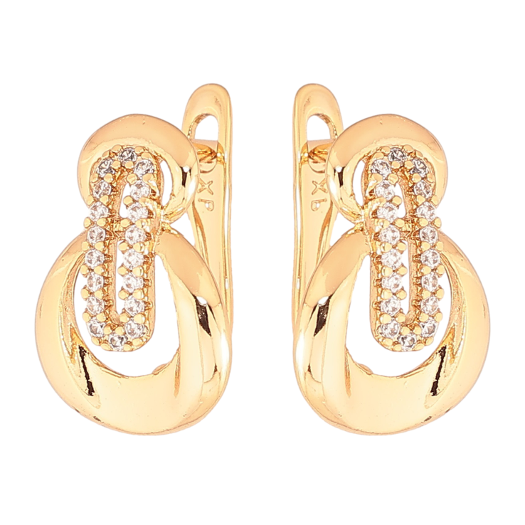 Серьги Xuping Позолота 18K английский замок Узор с кристаллами фото №6 Серьги Xuping Позолота 18K английский замок Узор с кристаллами фото №6
