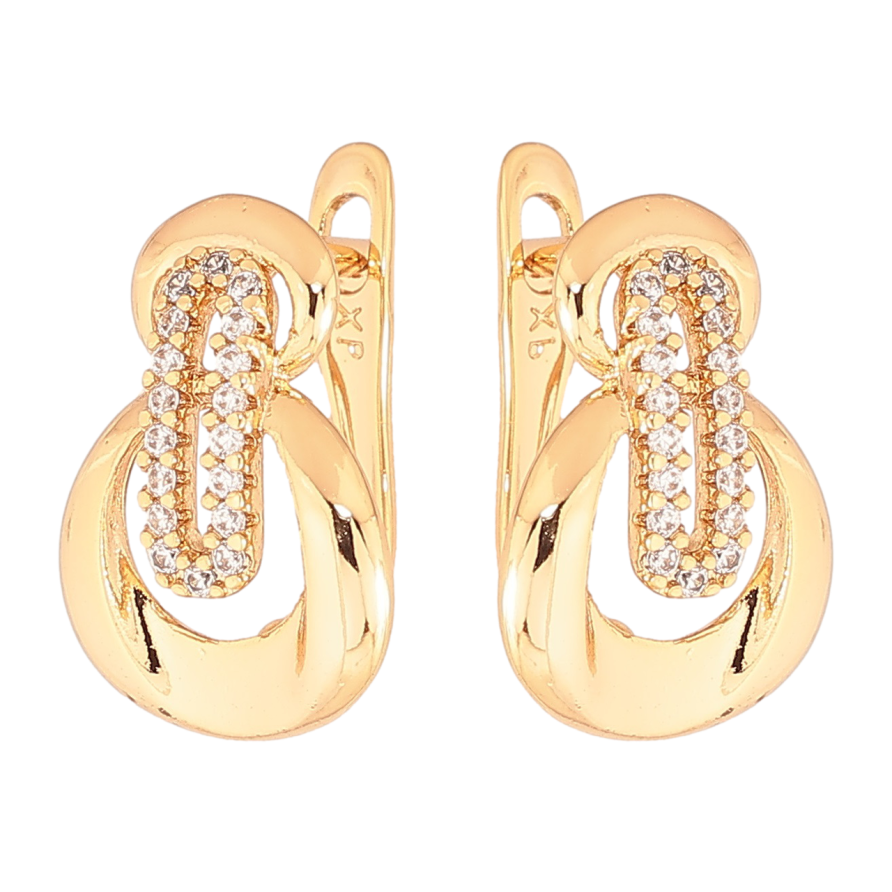 Серьги Xuping Позолота 18K английский замок Узор с кристаллами фото №1 Серьги Xuping Позолота 18K английский замок Узор с кристаллами фото №1