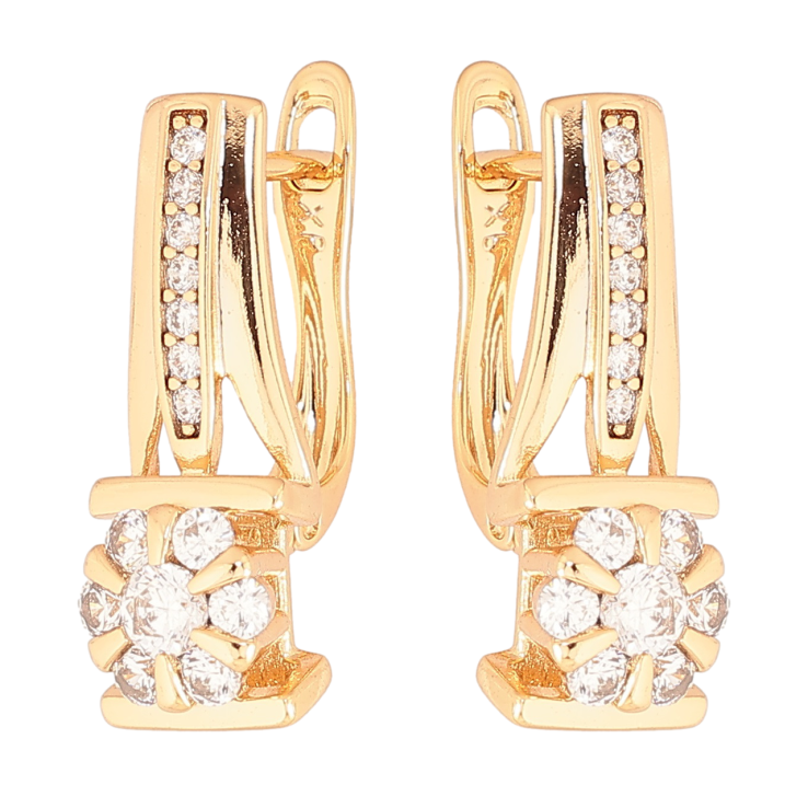 Сережки Xuping Позолота 18K англійський замок «Кришталеві квіточки» фото №8