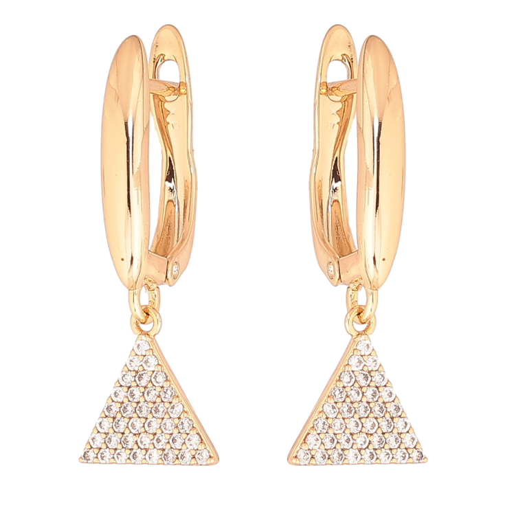 Серьги Xuping Позолота 18K английский замок Треугольные подвески с кристаллами фото №4 Серьги Xuping Позолота 18K английский замок Треугольные подвески с кристаллами фото №4
