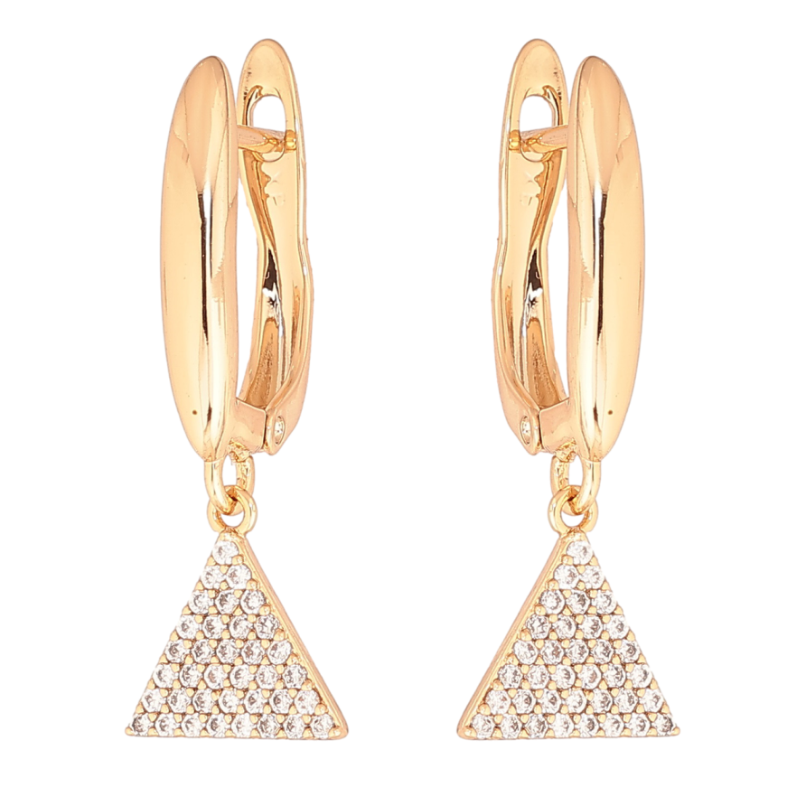 Серьги Xuping Позолота 18K английский замок Треугольные подвески с кристаллами фото №1 Серьги Xuping Позолота 18K английский замок Треугольные подвески с кристаллами фото №1
