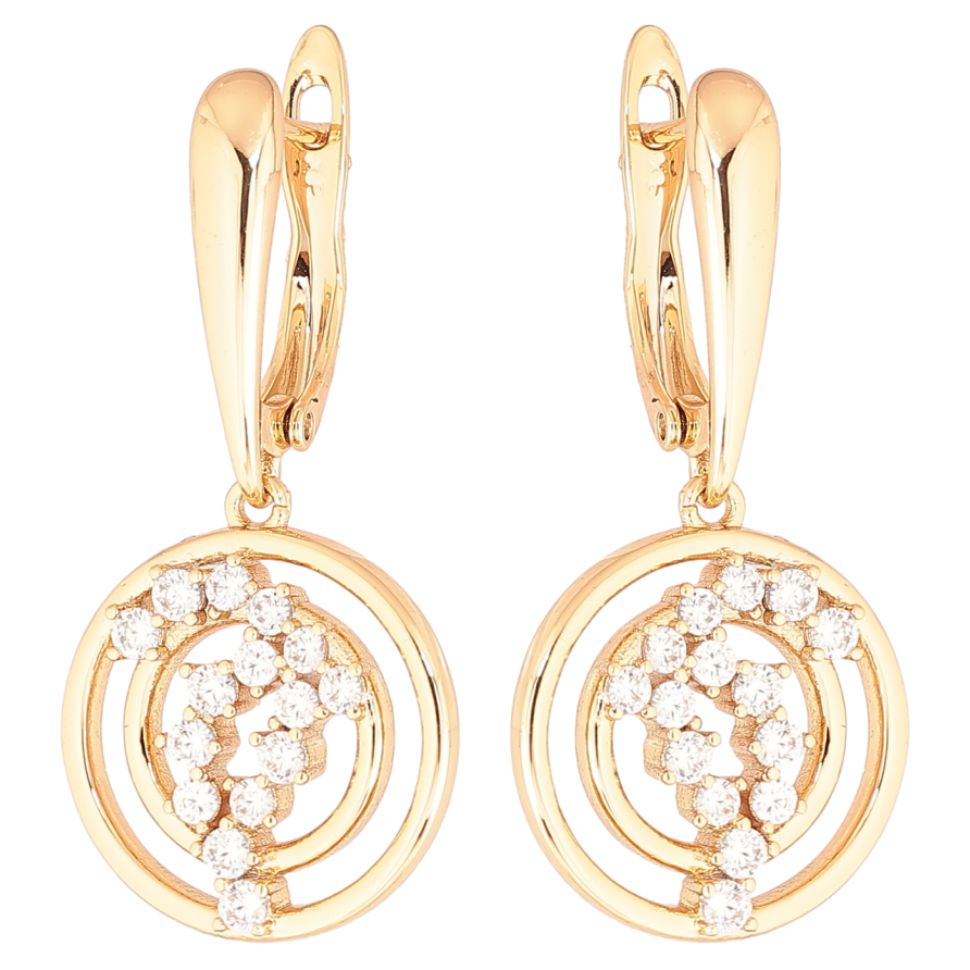 Сережки Xuping Позолота 18K англійський замок «Круглі підвіски з кристалами» фото №1 Сережки Xuping Позолота 18K англійський замок «Круглі підвіски з кристалами» фото №1