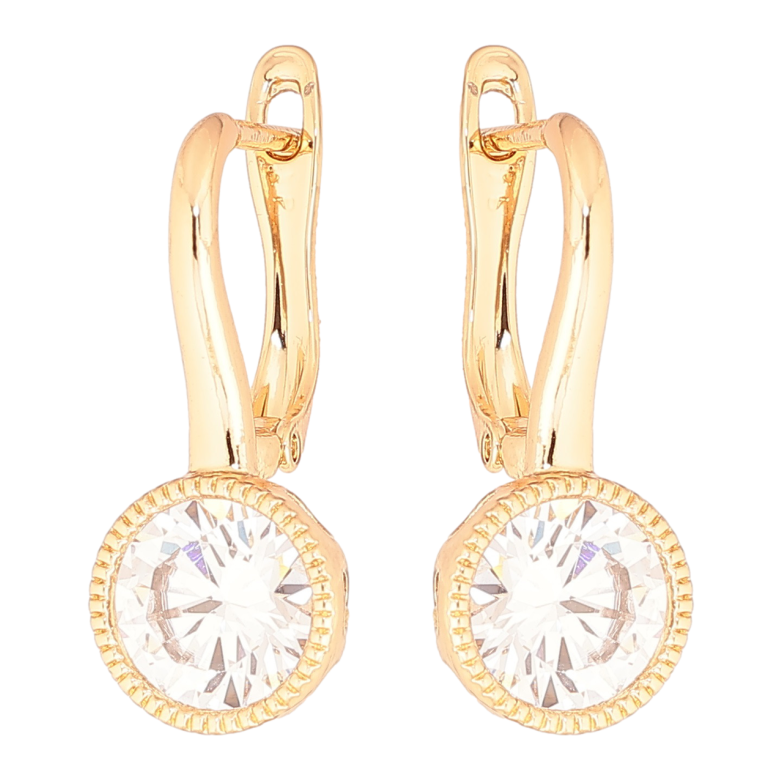 Сережки Xuping Позолота 18K англійський замок «Кристали на дужках» фото №1 Сережки Xuping Позолота 18K англійський замок «Кристали на дужках» фото №1