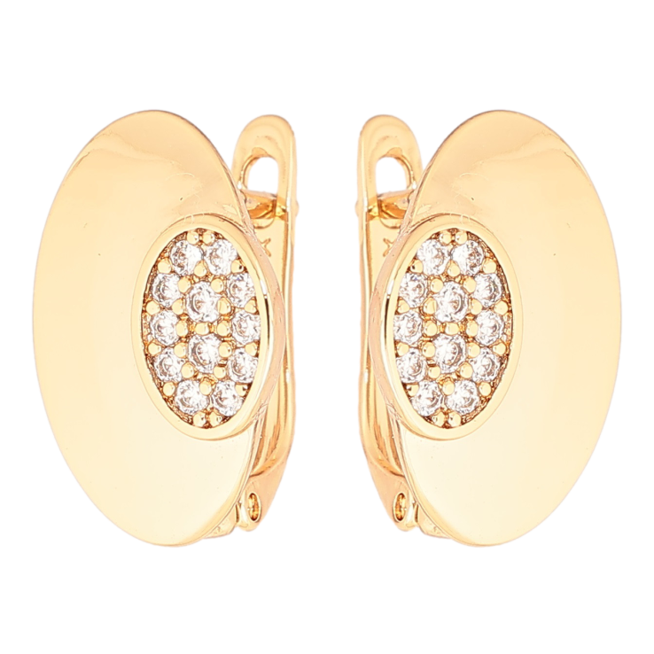 Сережки Xuping Позолота 18K англійський замок «Овали з кристалами» фото №18 Сережки Xuping Позолота 18K англійський замок «Овали з кристалами» фото №18