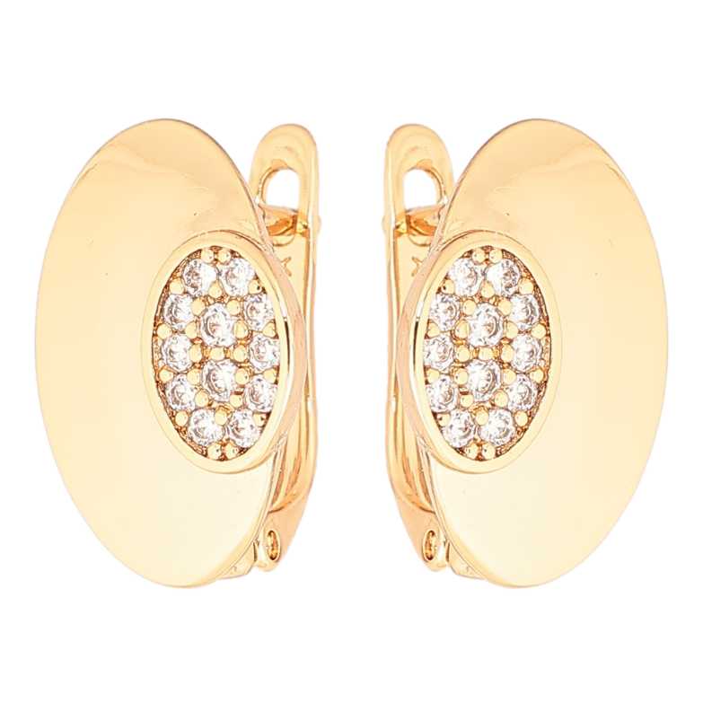 Сережки Xuping Позолота 18K англійський замок «Овали з кристалами» фото №1 Сережки Xuping Позолота 18K англійський замок «Овали з кристалами» фото №1