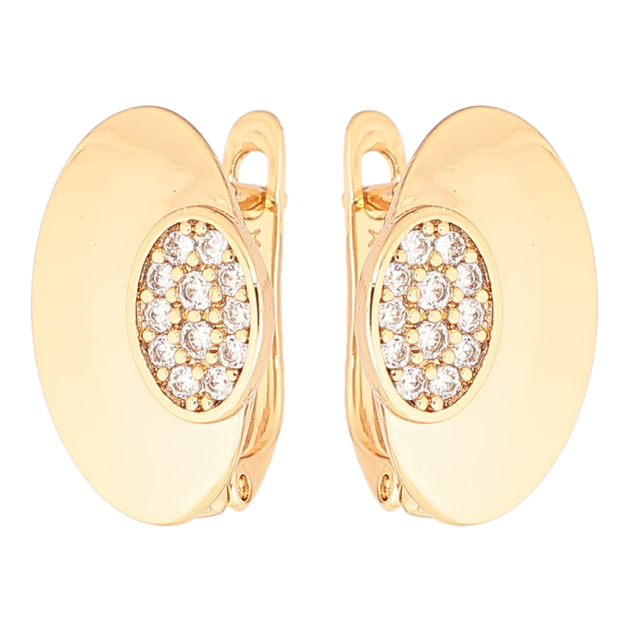 Сережки Xuping Позолота 18K англійський замок «Овали з кристалами» фото №1 Сережки Xuping Позолота 18K англійський замок «Овали з кристалами» фото №1