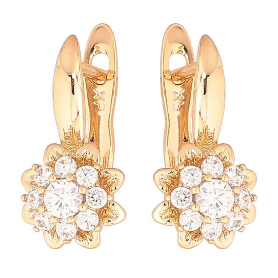 Серьги Xuping Позолота 18K английский замок Кристальные цветочки фото №1 Серьги Xuping Позолота 18K английский замок Кристальные цветочки фото №1
